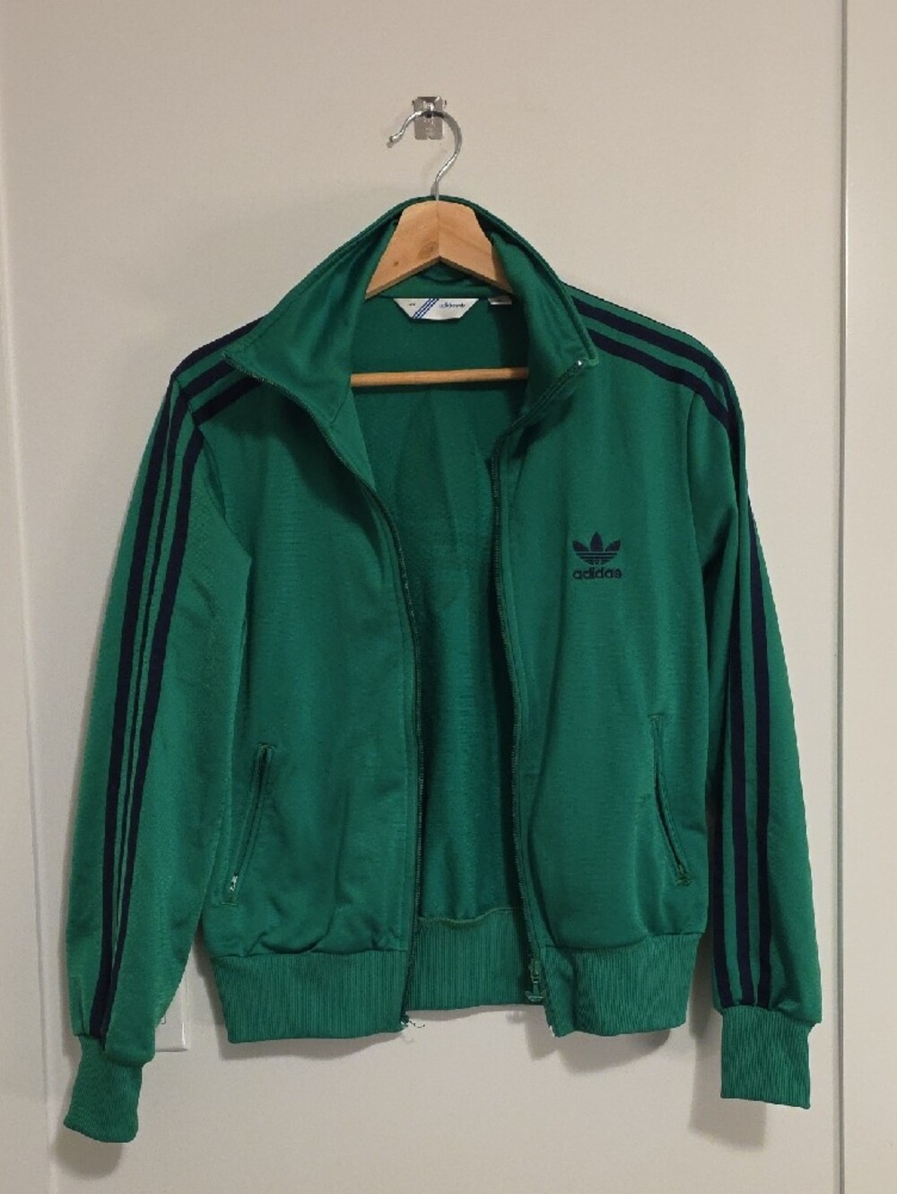 adidas Green Track Jacket with Navy Trefoil - Picture 2 of 7